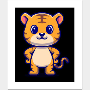 Cute Tiger Standing Cartoon Posters and Art